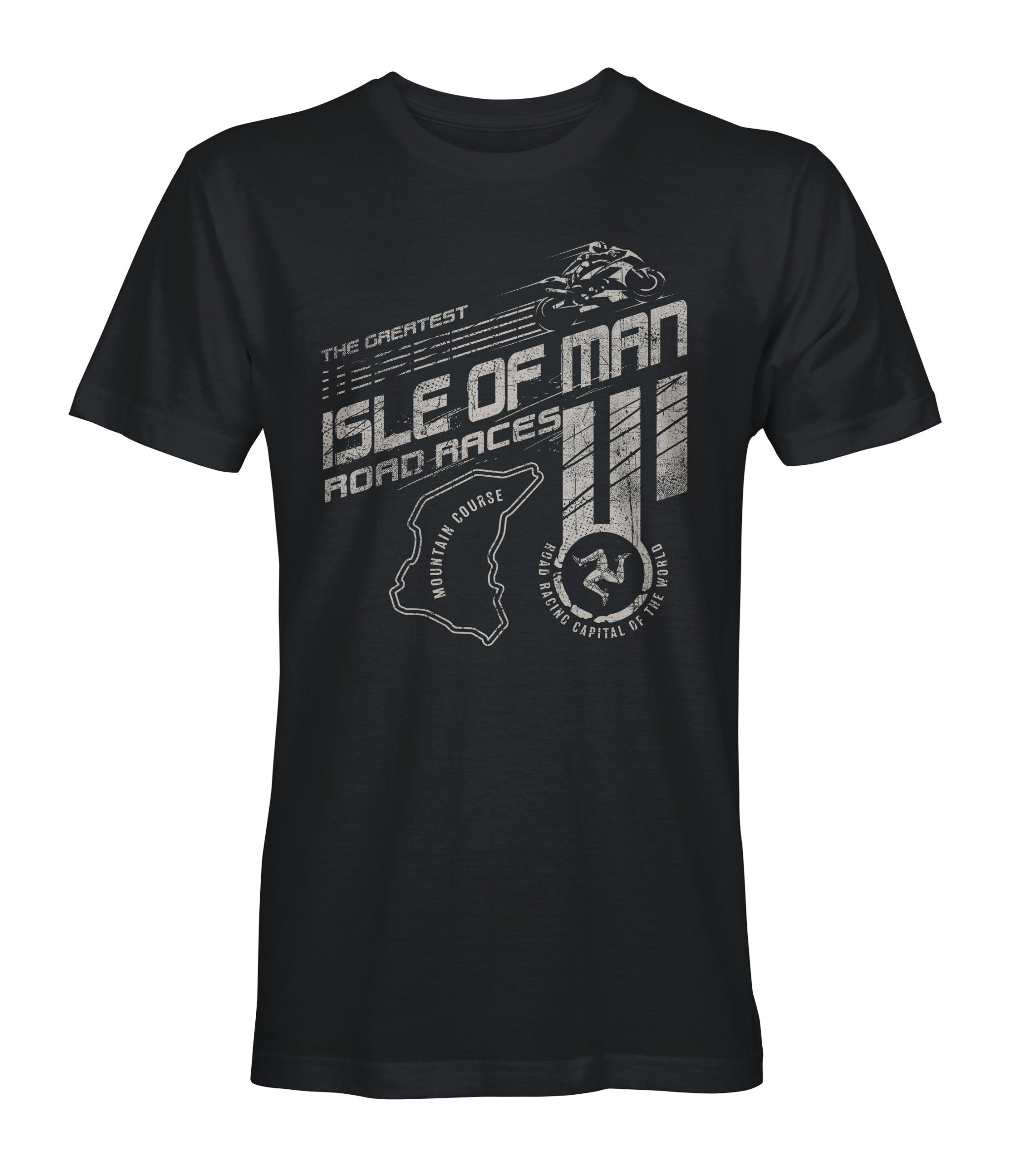 The Greatest Isle of Man Road Races Mountain Course Black Tee Shirt