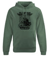 Sage Green Hoody featuring classic motorcycle image at the IOM Road Races