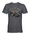Charcoal grey tee-shirt featuring two motorbikes racing on the Isle of Man
