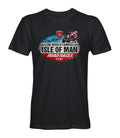 Black tee-shirt featuring World Famous Isle of Man Road Races