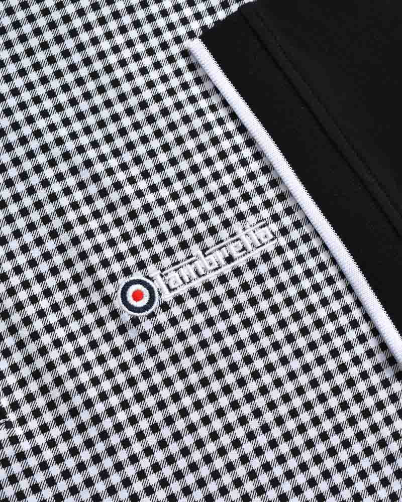 Lambretta Gingham AOP Polo Shirt Black