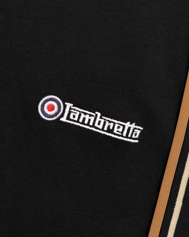 Lambretta Twin Tipped Polo  Black-Wood Ash