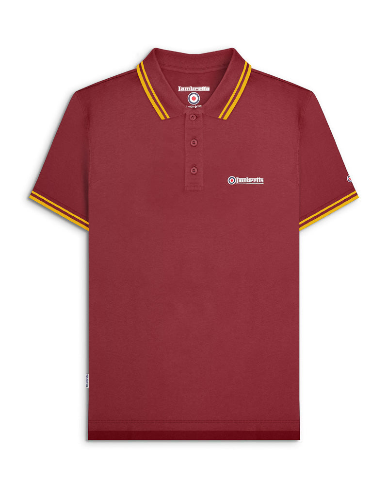 Lambretta Twin Tipped Polo  Burgundy/Gold