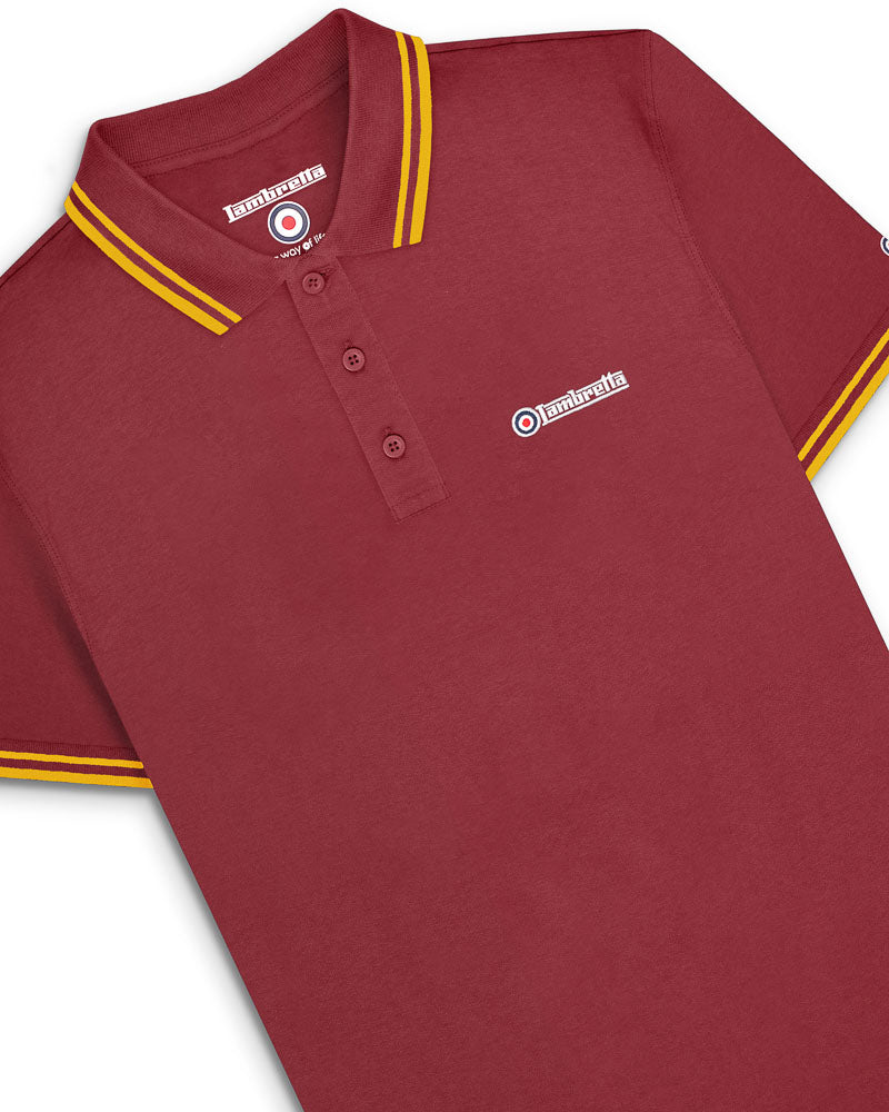Lambretta Twin Tipped Polo  Burgundy/Gold