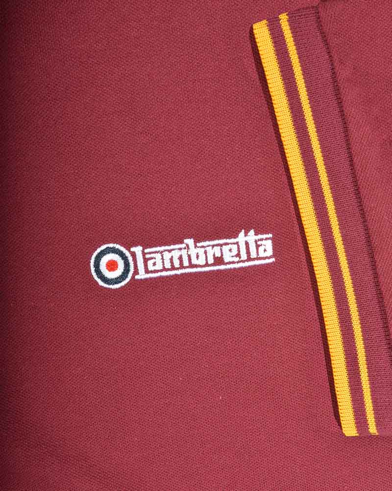 Lambretta Twin Tipped Polo  Burgundy/Gold