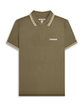 Lambretta Twin Tipped Polo  Khaki-Oatmeal