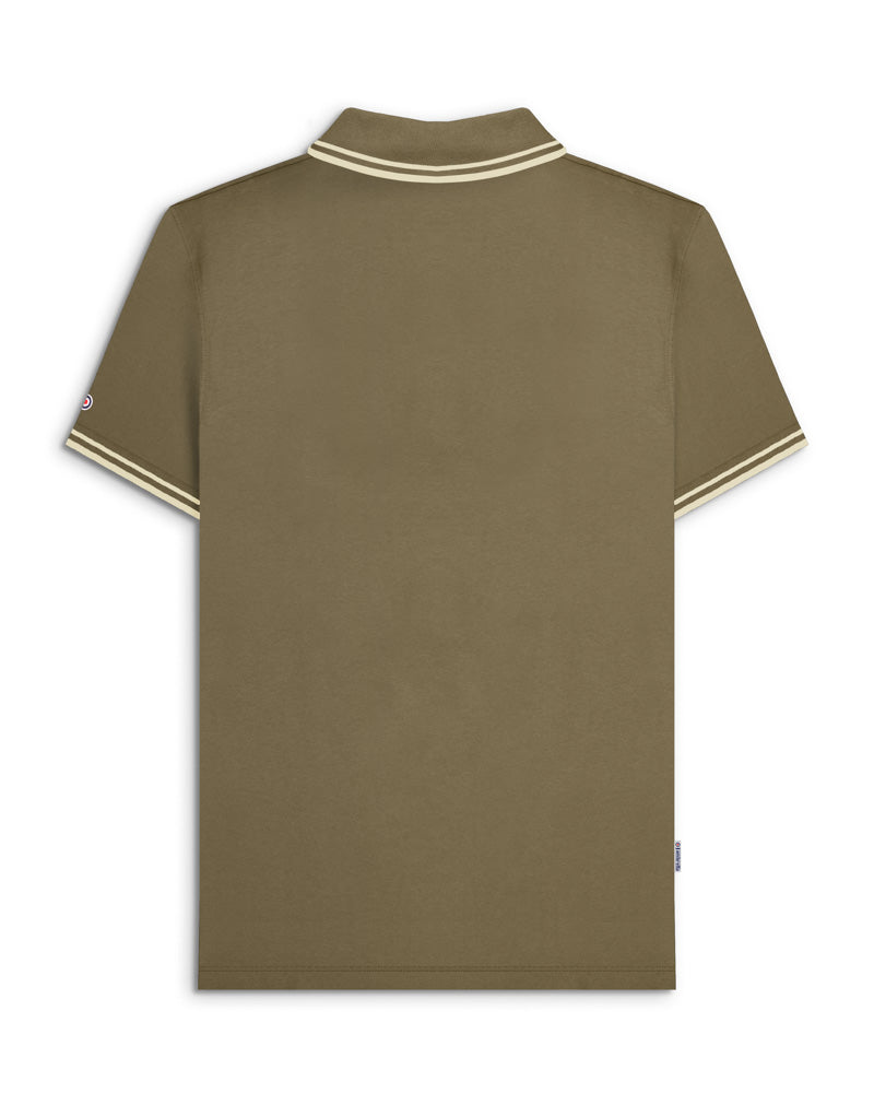 Lambretta Twin Tipped Polo  Khaki-Oatmeal