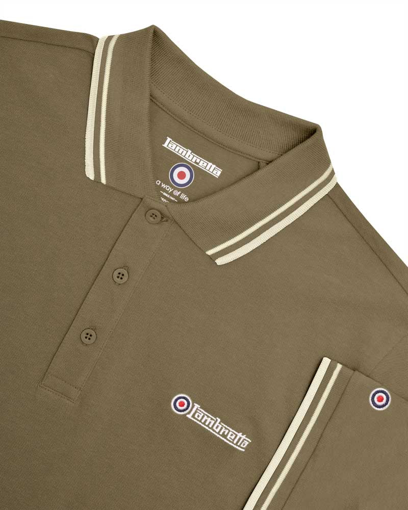 Lambretta Mens polo shirt khaki-oatmeal