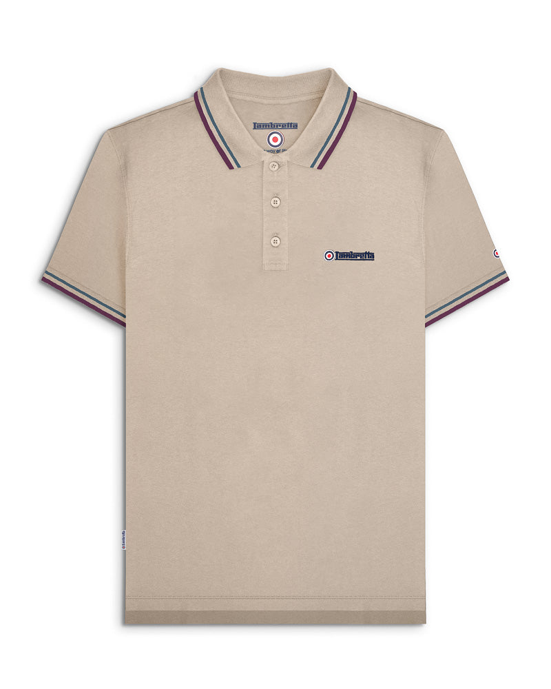 Lambretta Twin Tipped Polo  Stone-MoonOcean-WB