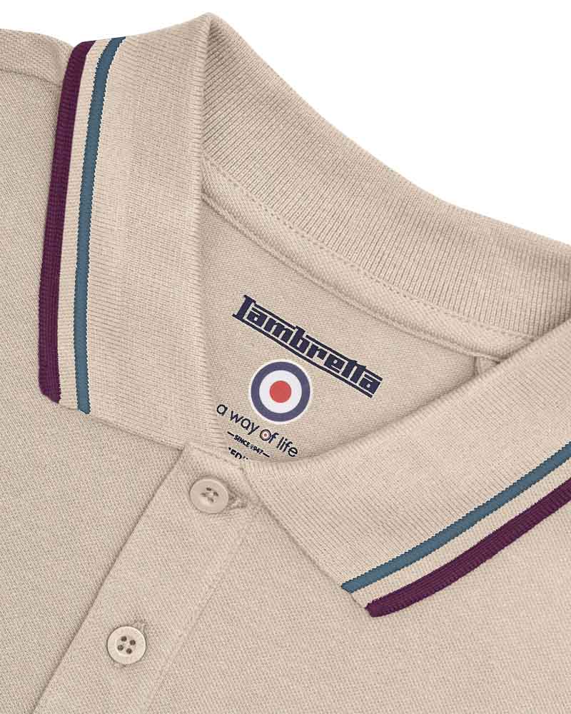Lambretta mens polo shirt stone-moon ocean-wb