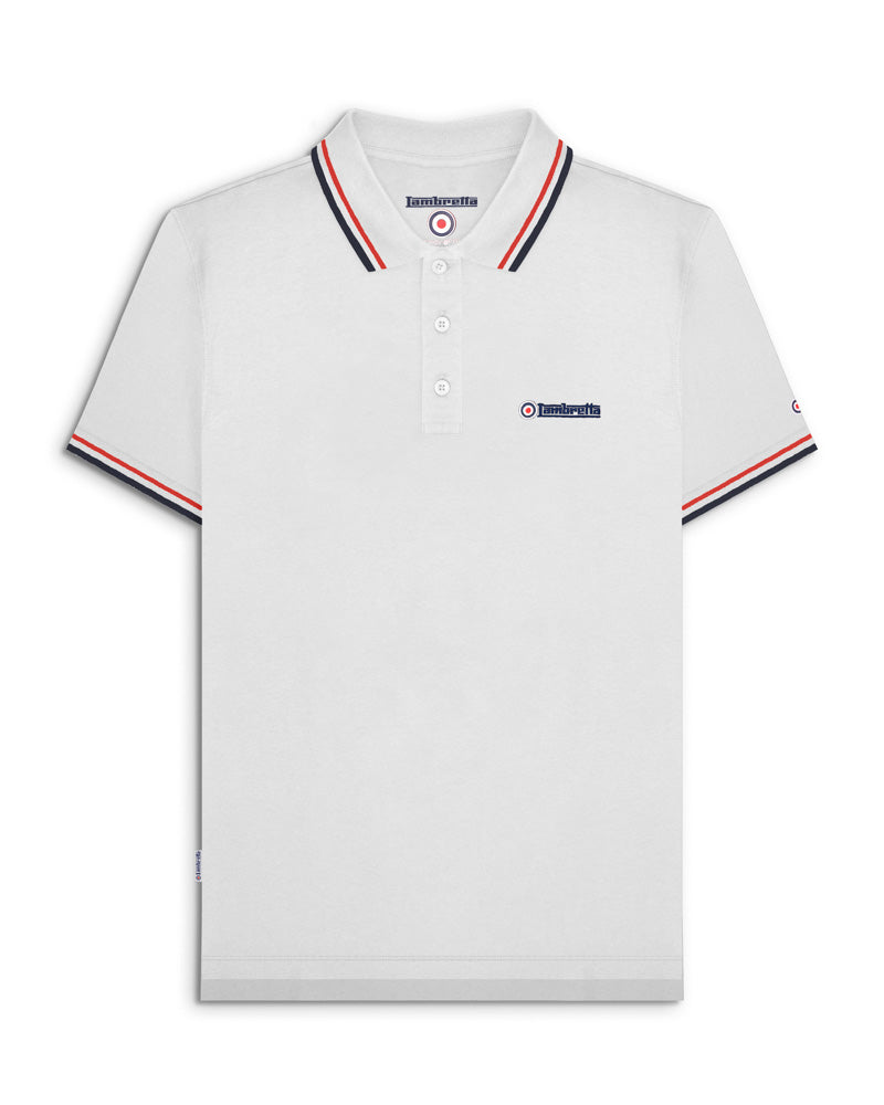 lambrett polo shirt  white red-navy