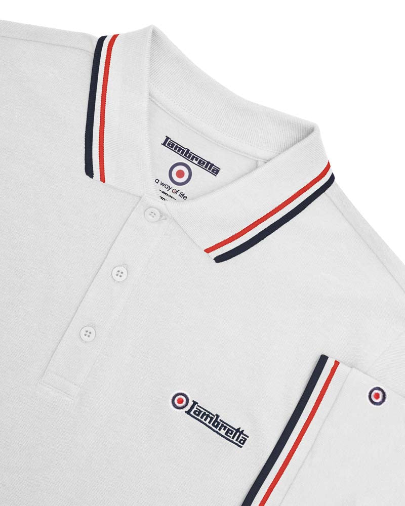 Lambretta Twin Tipped Polo  White Red-Navy