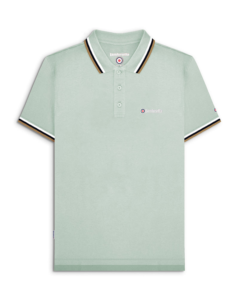 Lambretta Twin Tipped Polo  Pale Aqua-Wht/Saph/Cash