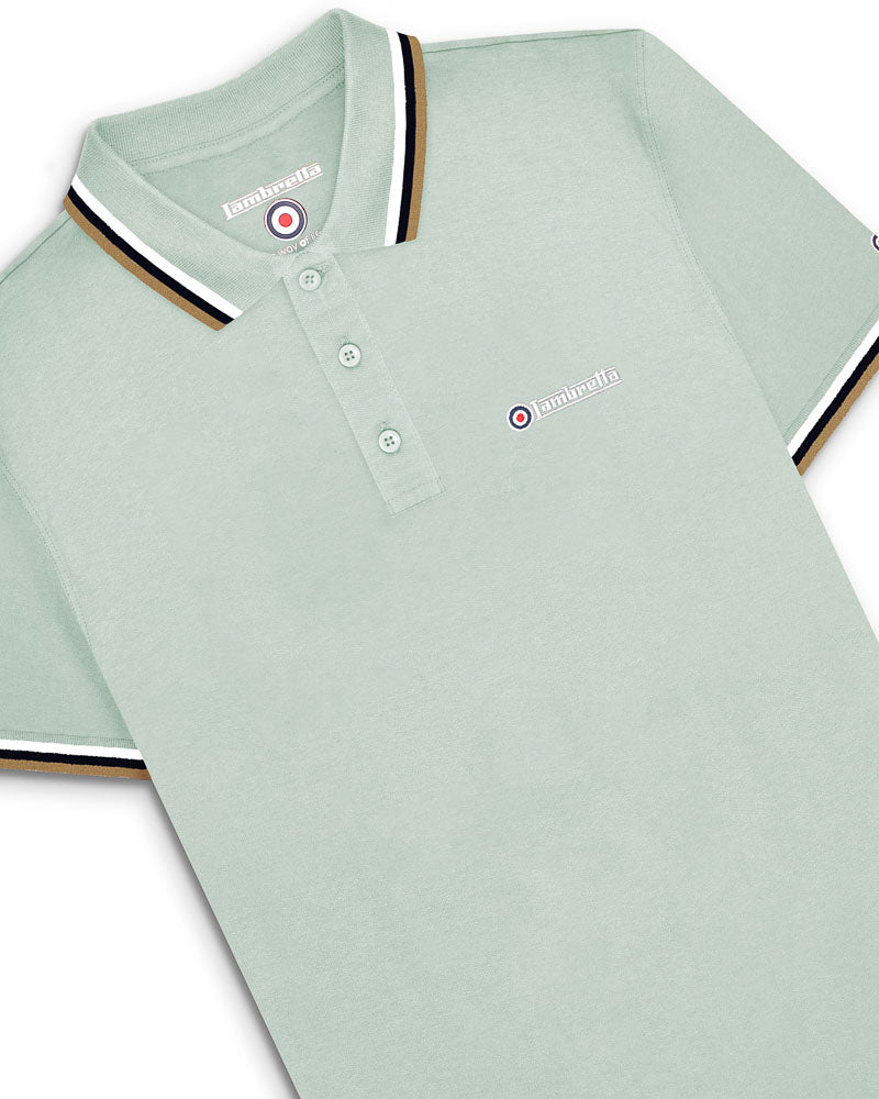 Lambretta Twin Tipped Polo  Pale Aqua-Wht/Saph/Cash