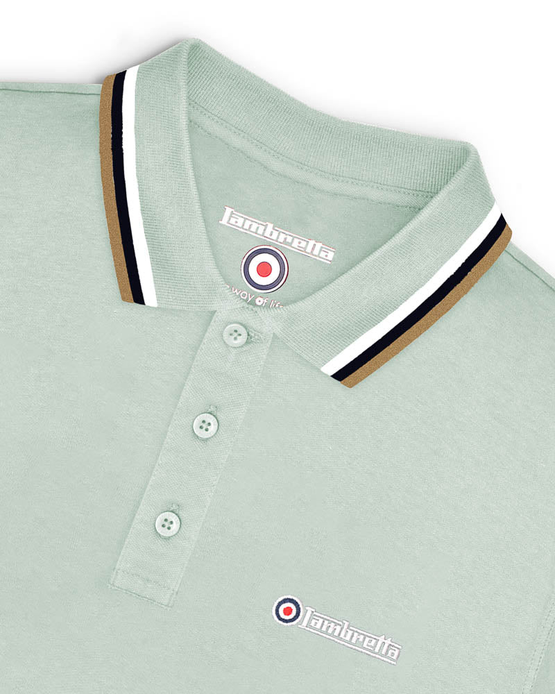Lambretta Twin Tipped Polo  Pale Aqua-Wht/Saph/Cash