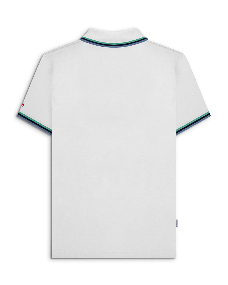Lambretta Triple Tipped Polo  White..Cameo/Navy/Sky