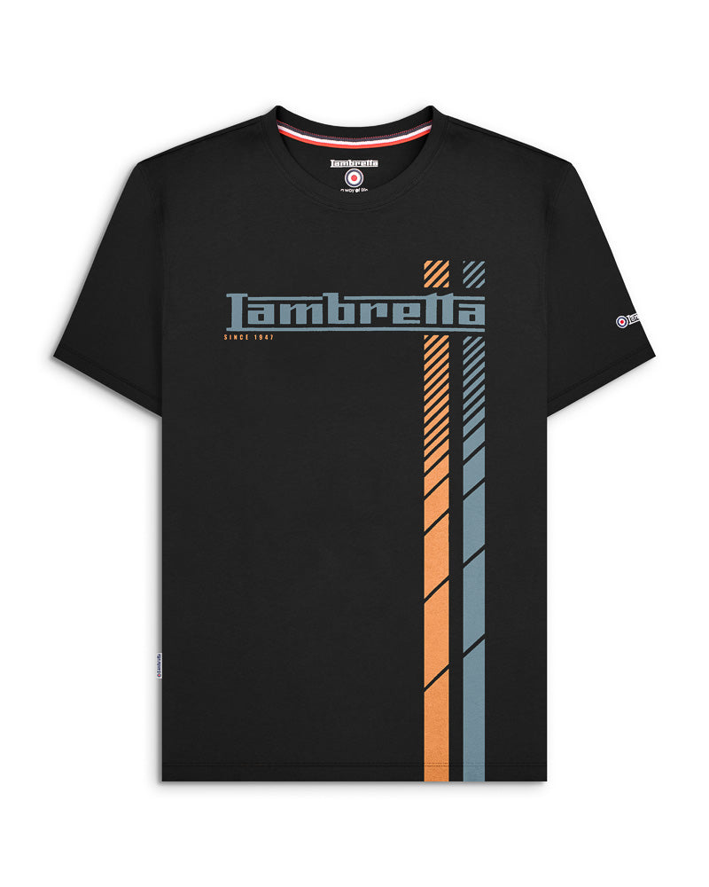 lambretta fade racing stripe crew t shirt mens