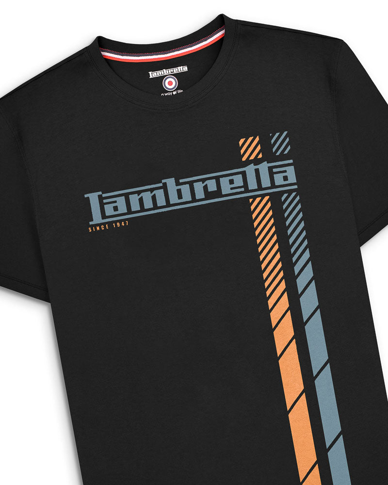 Lambretta Fade Racing Stripe Crew Tee Shirt