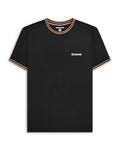 lambretta tipped piquet mens crew tee shirt black