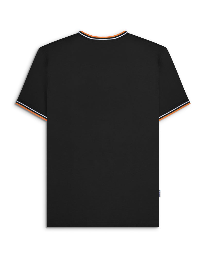 Lambretta Twin Tip Polo Style Crew T Shirt  Black