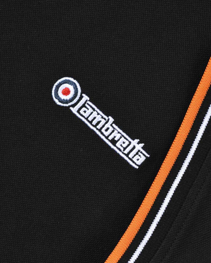 Lambretta Twin Tip Polo Style Crew T Shirt  Black
