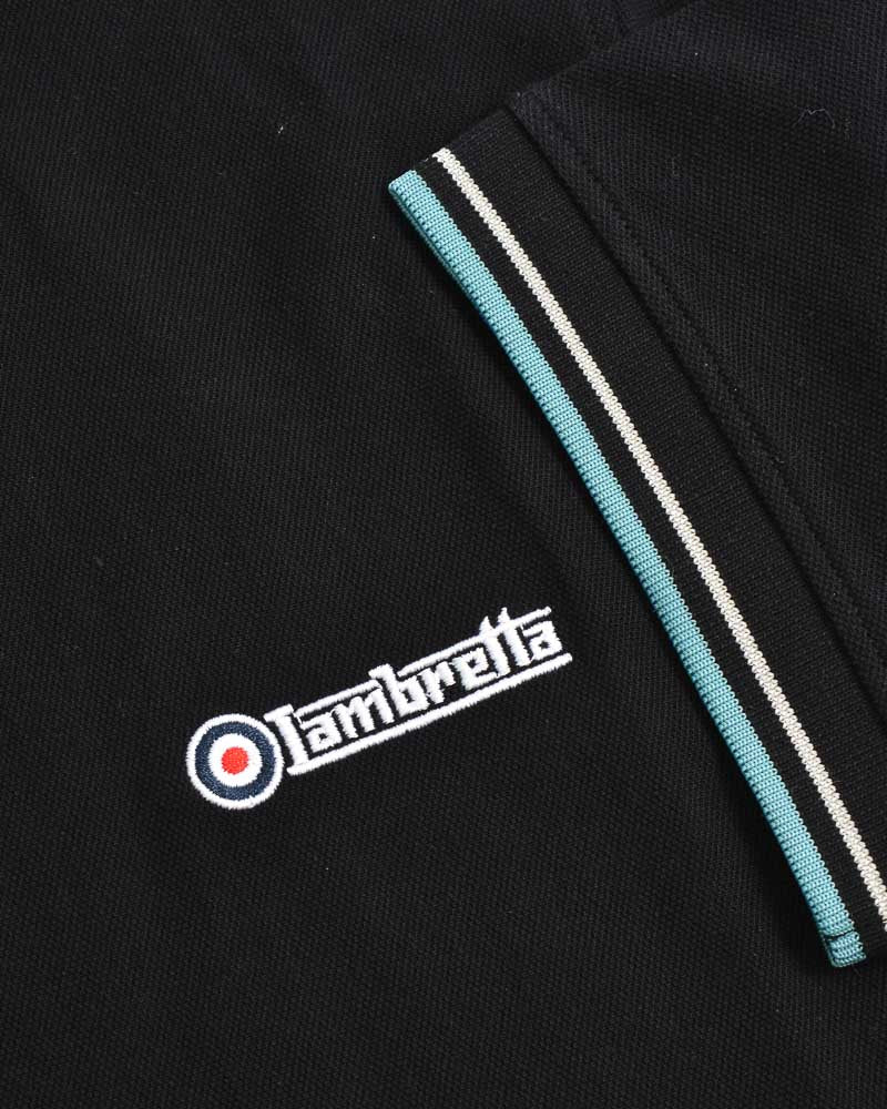 Lambretta Vertical Stripe Polo Shirt Black