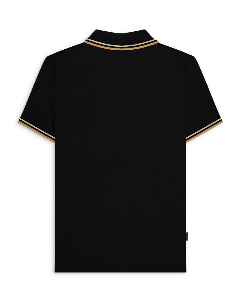 Lambretta Vertical Stripe Polo Shirt Black/Nomad