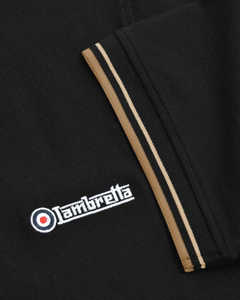 Lambretta Vertical Stripe Polo Shirt Black/Nomad