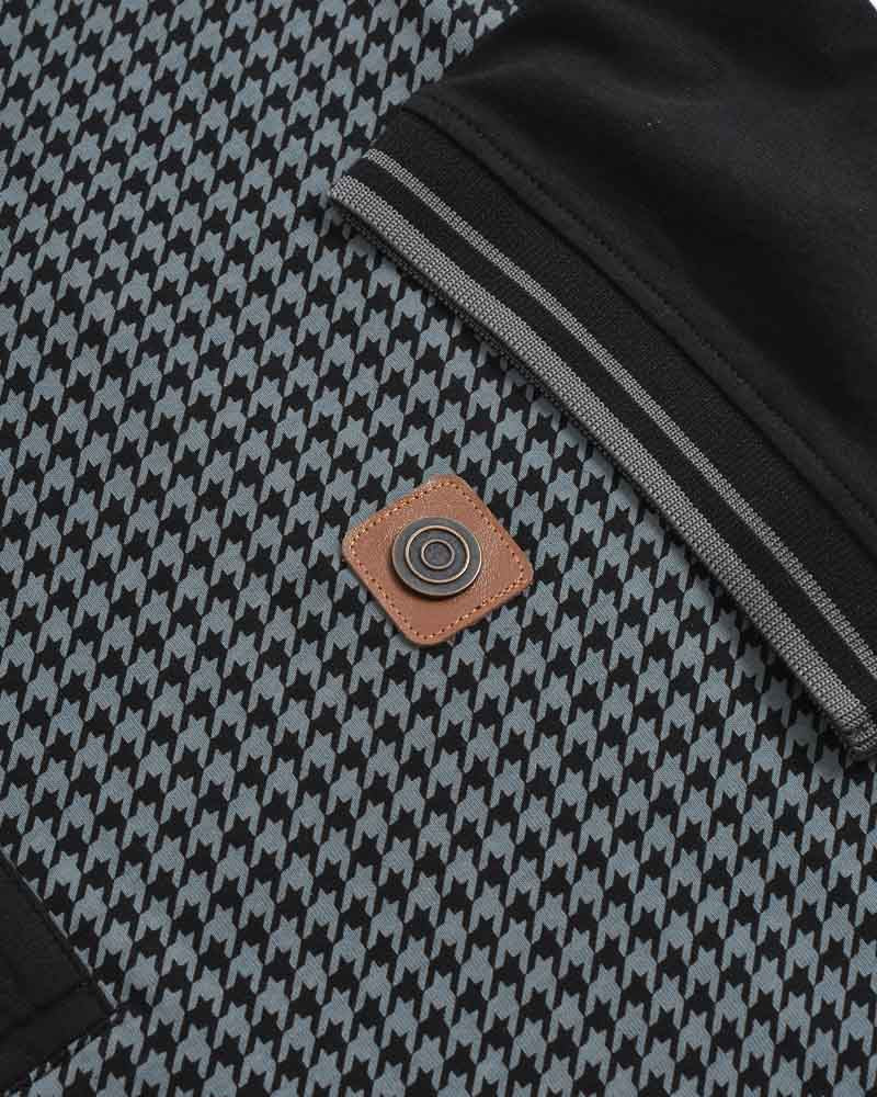 Lambretta Houndstooth Polo Shirt  Black/Iron