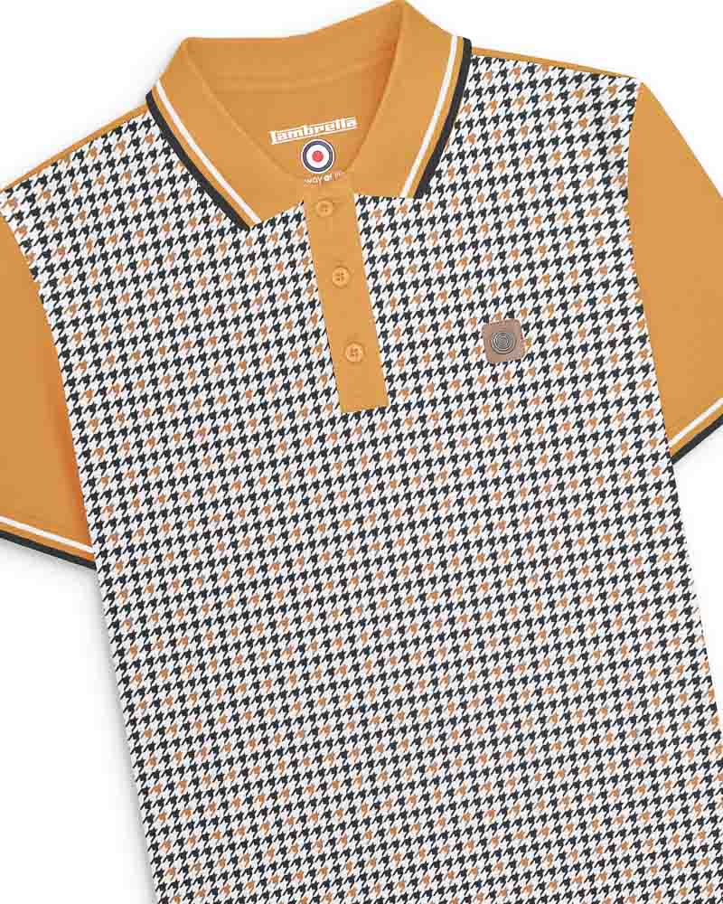 Lambretta Houndstooth Polo Shirt  Black-Iron