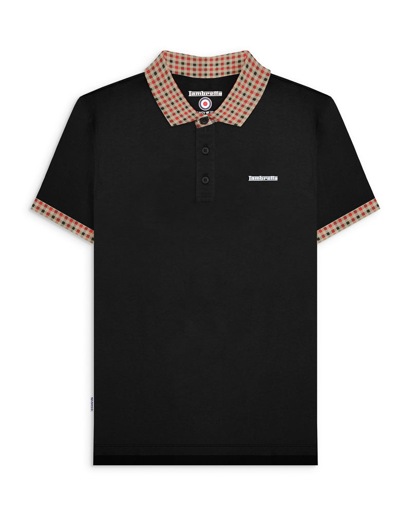 lambretta mens gingham collar polo shirt