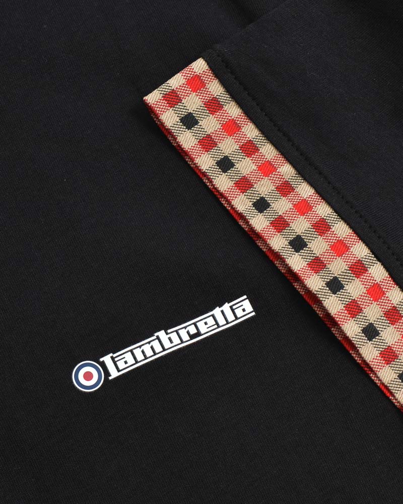 Lambretta Gingham Collar Polo Shirt Black