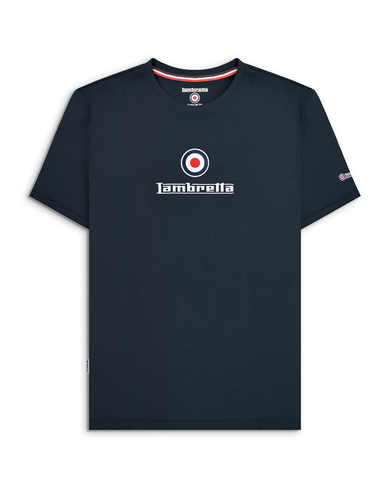 lambretta brand logo mens crew tee shirt navy blue