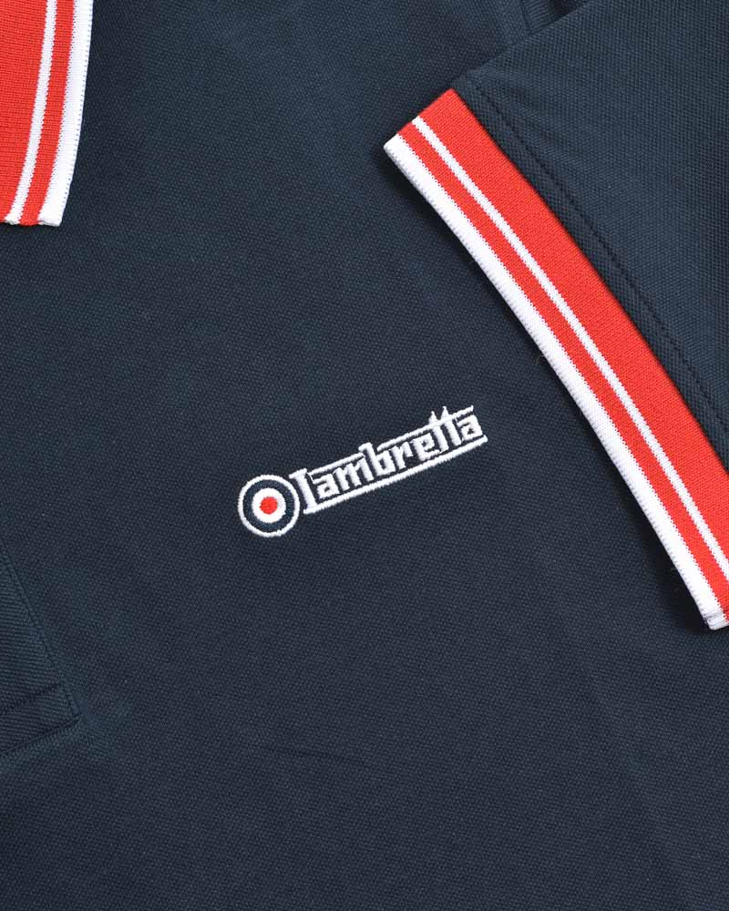 Lambretta Contrast Tipped Premium Polo Navy-Red