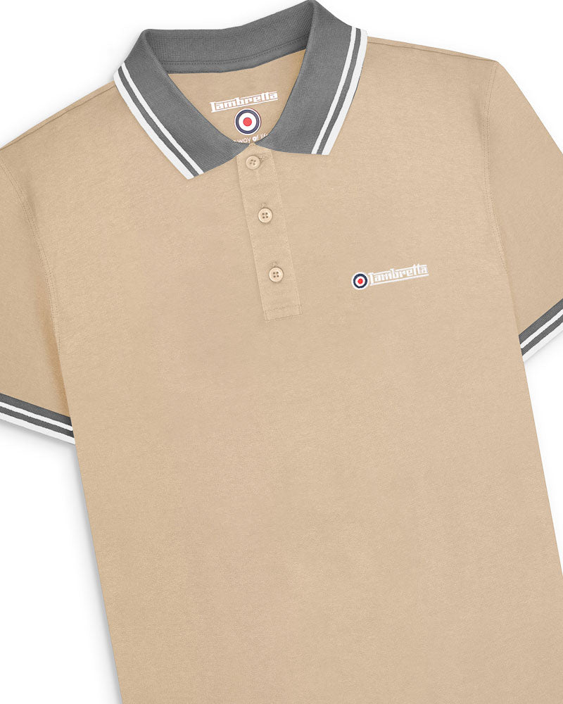 Lambretta Contrast Tipped Premium Polo Stone-Iron