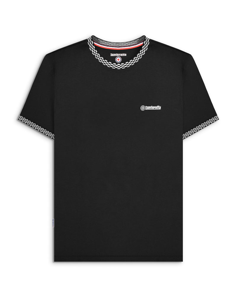 lambreta two tone ringer mens crew tee shirt black