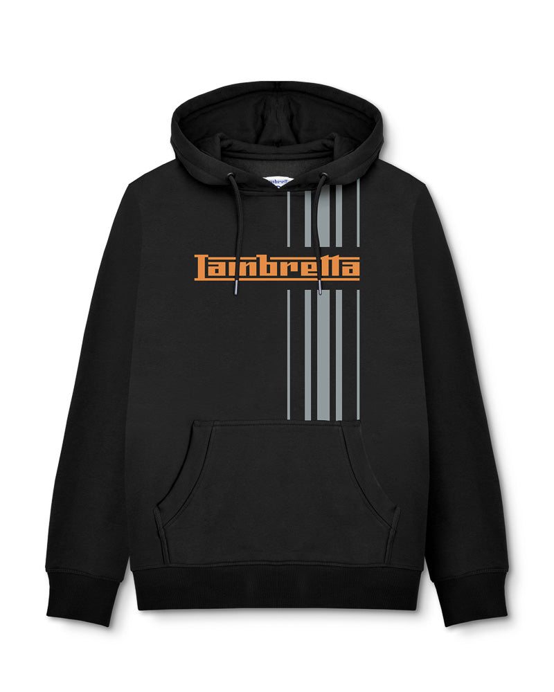 lambretta stripe mens hoodie black grey