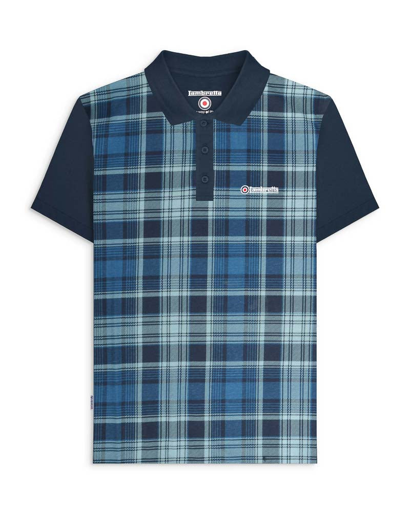 Lambretta Check Print Polo Navy