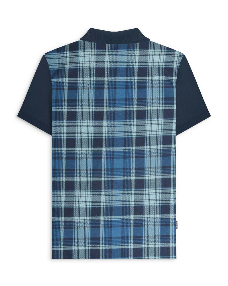 Lambretta Check Print Polo Navy