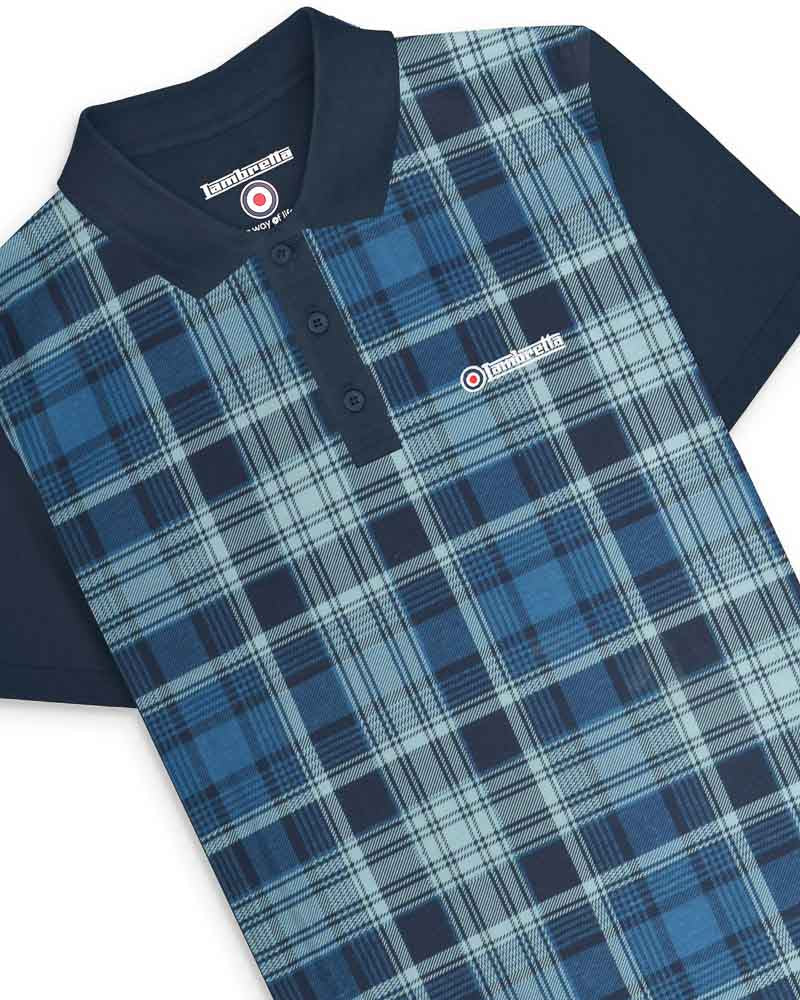 Lambretta Check Print Polo Navy