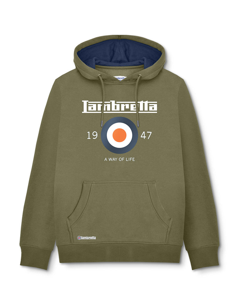 lambretta mens logo hooded top khaki