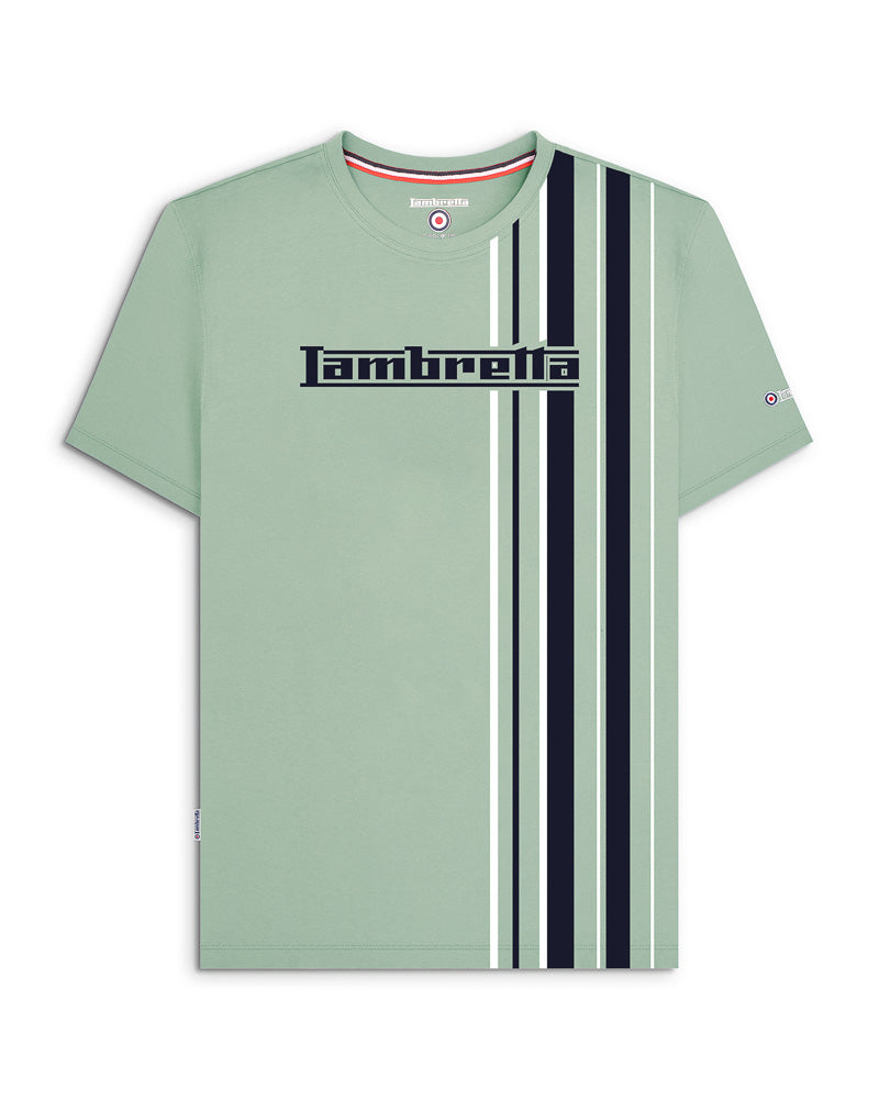 Lambretta Racing Stripe Crew T Shirt  Iceberg Green