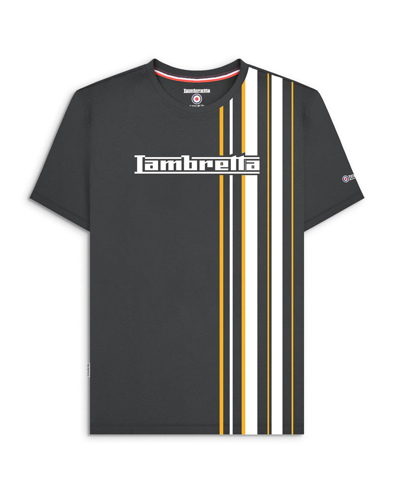 Lambretta Racing Stripe Crew T Shirt  Iron/Gold