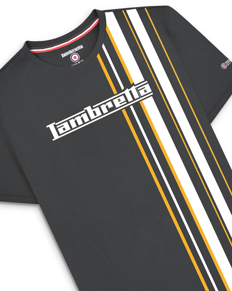 Lambretta Racing Stripe Crew T Shirt  Iron/Gold