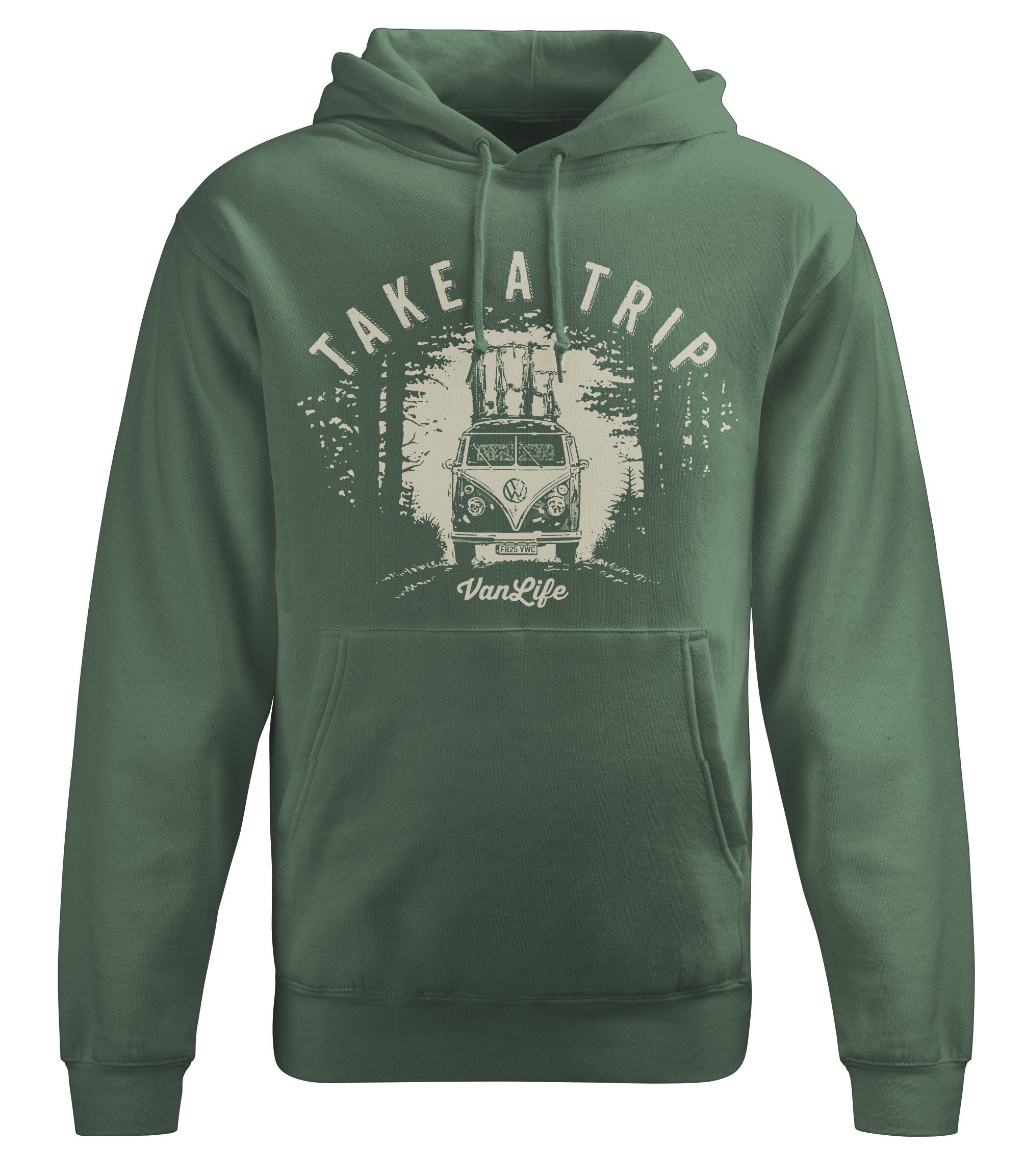 Take a Trip - Road Trip themed hoody in Military Green colour