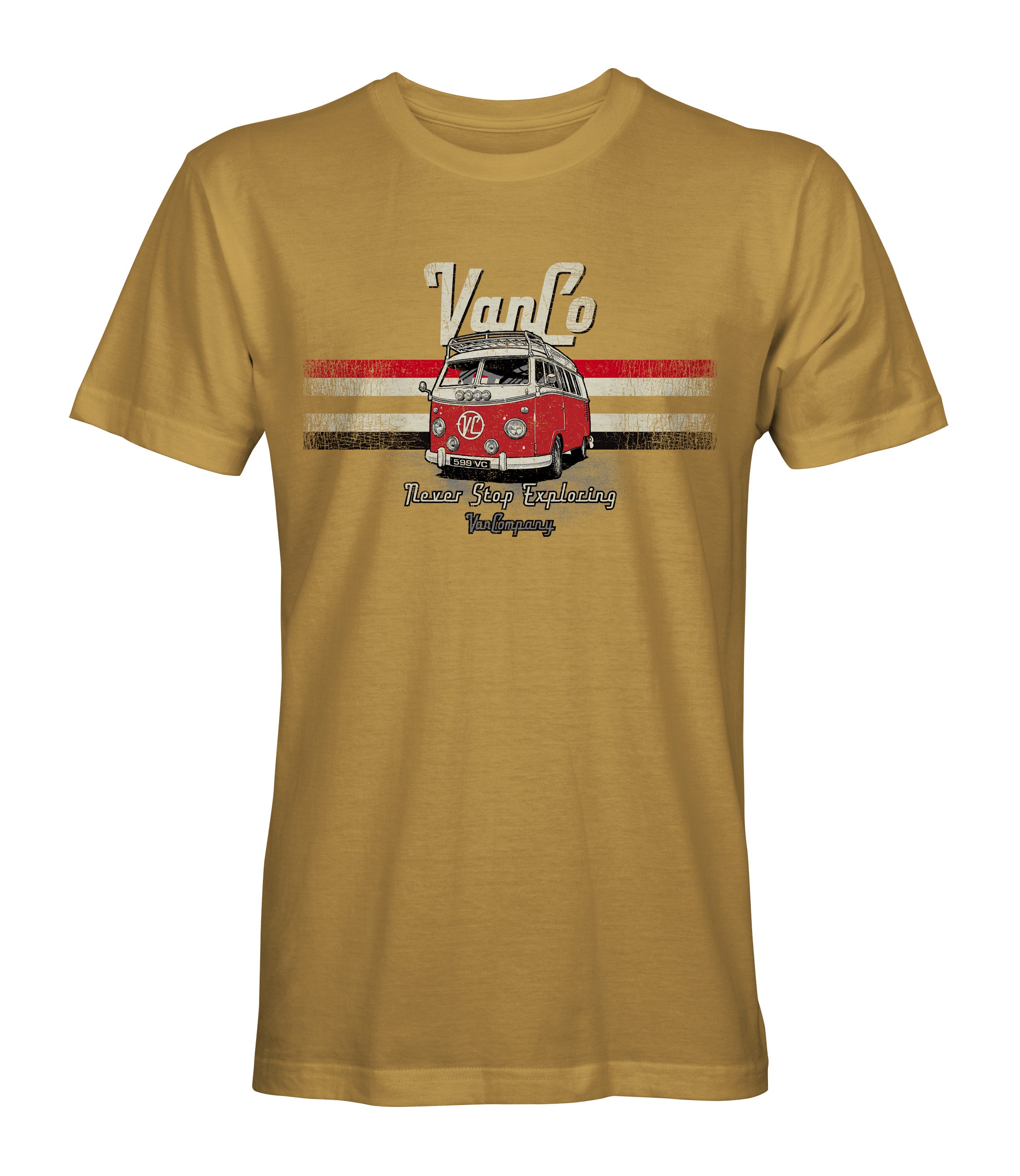 Van Company Never Stop Exploring  T-Shirt - Mustard